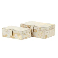 Baskets & Boxes-Kirkland's Home Gold Leather Hide Rustic 2-Pc. Box Set Gold/White