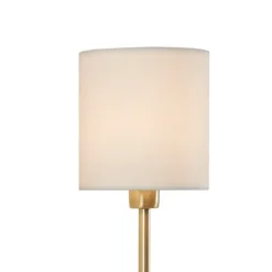 Sconces-Kirkland's Home Gold Metal & White Shade Wall Sconces, Set Of 2