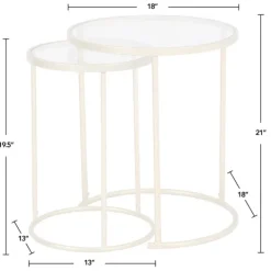 Accent & End Tables-Kirkland's Home Gold Metal And Glass Nesting 2-Pc Accent Table Set