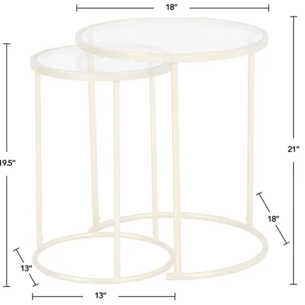 Accent & End Tables-Kirkland's Home Gold Metal And Glass Nesting 2-Pc Accent Table Set
