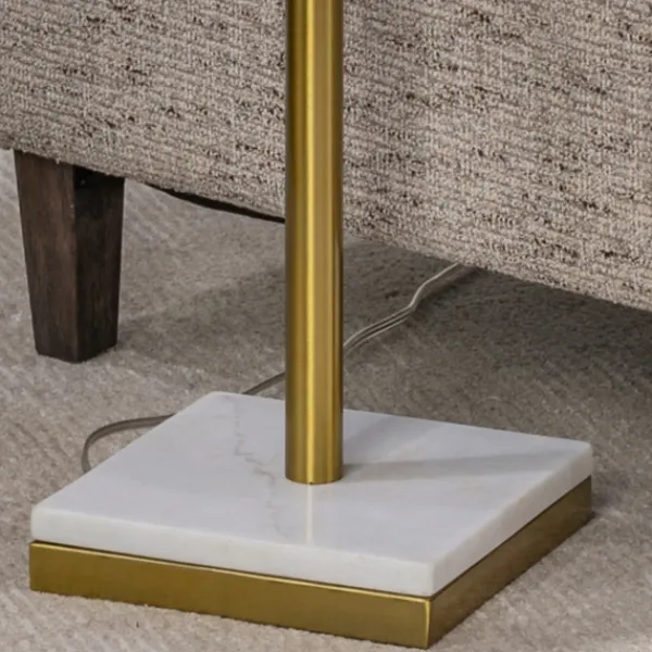 Floor Lamps-Kirkland's Home Gold Metal And Marble Base Floor Lamp White
