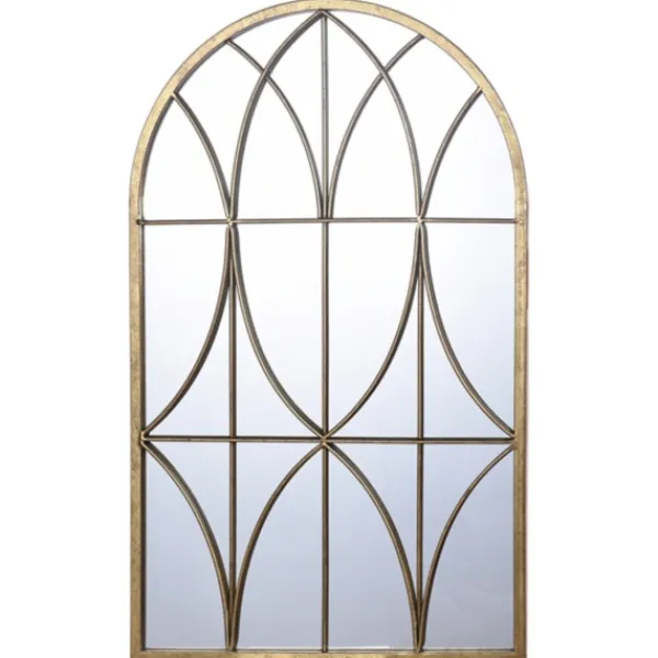 Decorative Mirrors-Kirkland's Home Gold Metal Arch Fretwork Wall Mirror