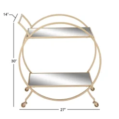 Kitchen Islands & Bar Carts-Kirkland's Home Gold Metal Circular Bar Cart