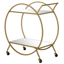 Kitchen Islands & Bar Carts-Kirkland's Home Gold Metal Circular Bar Cart