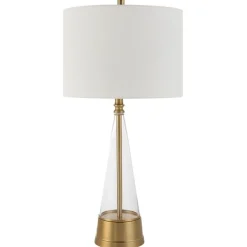 Table Lamps-Kirkland's Home Gold Metal Cone Base Table Lamp White