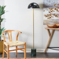 Floor Lamps-Kirkland's Home Gold Metal Dome Shade Floor Lamp Black