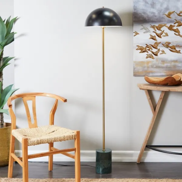 Floor Lamps-Kirkland's Home Gold Metal Dome Shade Floor Lamp Black