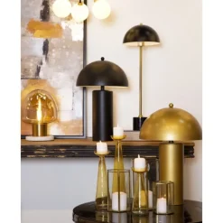 Table Lamps-Kirkland's Home Gold Metal Dome Shade Table Lamp Black