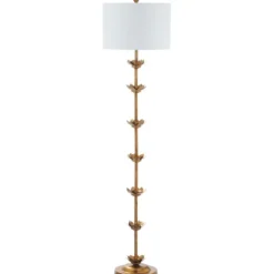 Floor Lamps-Kirkland's Home Gold Metal Floral Petals Floor Lamp White