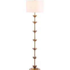 Floor Lamps-Kirkland's Home Gold Metal Floral Petals Floor Lamp White