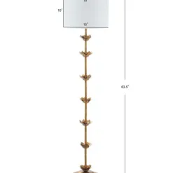 Floor Lamps-Kirkland's Home Gold Metal Floral Petals Floor Lamp White