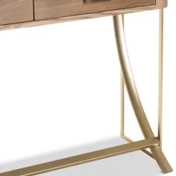 Console Tables-Kirkland's Home Gold Metal Frame Two-Drawer Console Table