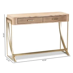 Console Tables-Kirkland's Home Gold Metal Frame Two-Drawer Console Table