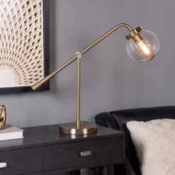 Table Lamps-Kirkland's Home Gold Metal Glass Task Shade Table Lamp Clear