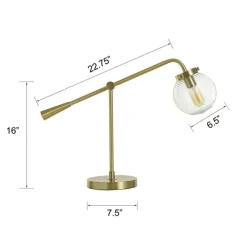 Table Lamps-Kirkland's Home Gold Metal Glass Task Shade Table Lamp Clear