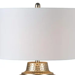 Table Lamps-Kirkland's Home Gold Metal Hammered Cream Shade Table Lamp White