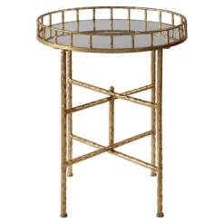 Accent & End Tables-Kirkland's Home Gold Metal Mirrored Tray Accent Table