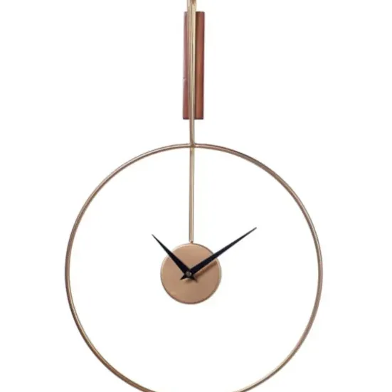 Clocks-Kirkland's Home Gold Metal Open Back Clock With Wood Block