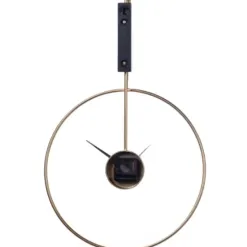 Clocks-Kirkland's Home Gold Metal Open Back Clock With Wood Block