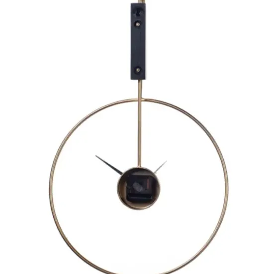Clocks-Kirkland's Home Gold Metal Open Back Clock With Wood Block