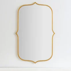 Framed Mirrors-Kirkland's Home Gold Metal Scallop Linear Mirror