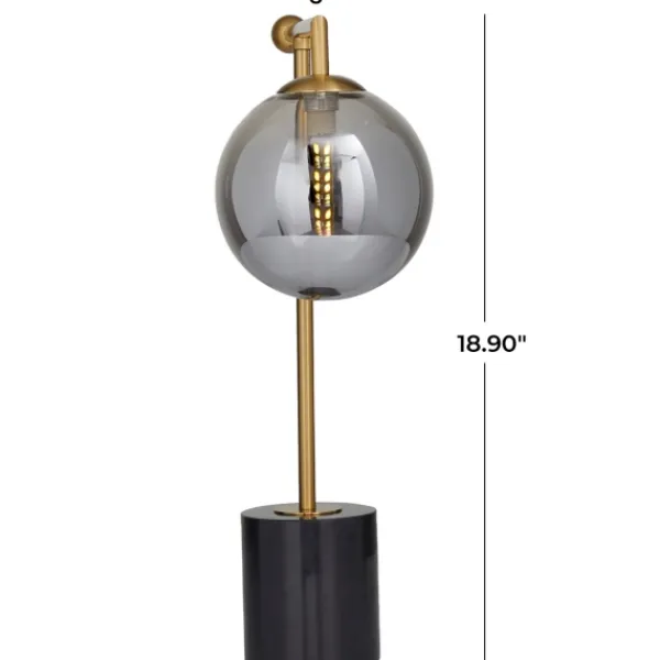 Table Lamps-Kirkland's Home Gold Metal Smoked Glass Shade Table Lamp Gray