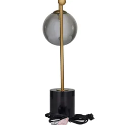 Table Lamps-Kirkland's Home Gold Metal Smoked Glass Shade Table Lamp Gray