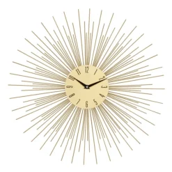 Clocks-Kirkland's Home Gold Metal Sunburst Wall Clock