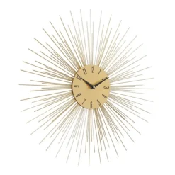 Clocks-Kirkland's Home Gold Metal Sunburst Wall Clock