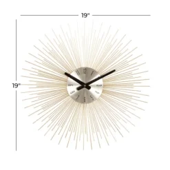 Clocks-Kirkland's Home Gold Metal Sunburst Wall Clock