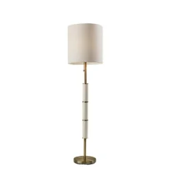 Floor Lamps-Kirkland's Home Gold Metal Trellis Accented Floor Lamp Gold/Ivory