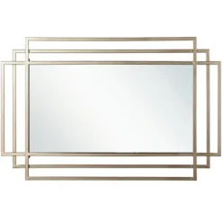 Decorative Mirrors-Kirkland's Home Gold Metal Triple Rectangle Wall Mirror