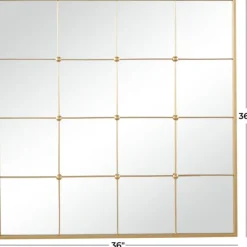 Decorative Mirrors-Kirkland's Home Gold Metal Windowpane Wall Mirror