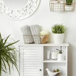 Wall Storage-Kirkland's Home Gold Metal Wire Cage Wall Baskets, Set Of 2
