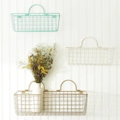 Wall Storage-Kirkland's Home Gold Metal Wire Cage Wall Baskets, Set Of 2