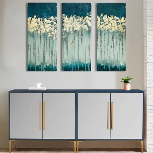 Canvas Art-Kirkland's Home Gold Midnight Forest Canvas Art Prints, Set Of 3 Blue/Gold