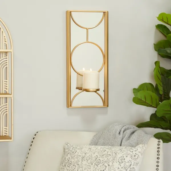 Sconces-Kirkland's Home Gold Mirrored Geometric Sconce