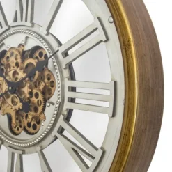 Clocks-Kirkland's Home Gold Moving Gears Open Wall Clock