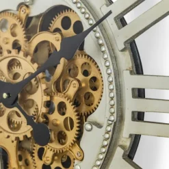 Clocks-Kirkland's Home Gold Moving Gears Open Wall Clock