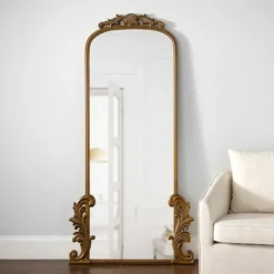 Decorative Mirrors-Kirkland's Home Gold Ornate Scroll Bordeaux Leaner Mirror