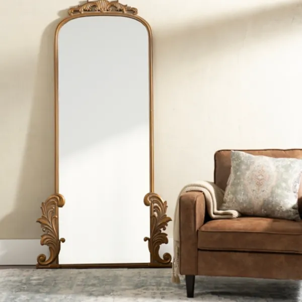 Decorative Mirrors-Kirkland's Home Gold Ornate Scroll Bordeaux Leaner Mirror