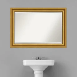 Decorative Mirrors-Kirkland's Home Gold Patina Scalloped Frame Beveled Mirror