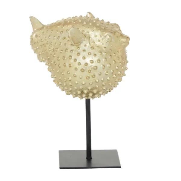 Statues & Figurines-Kirkland's Home Gold Puffer Fish Sculpture Gold/Black