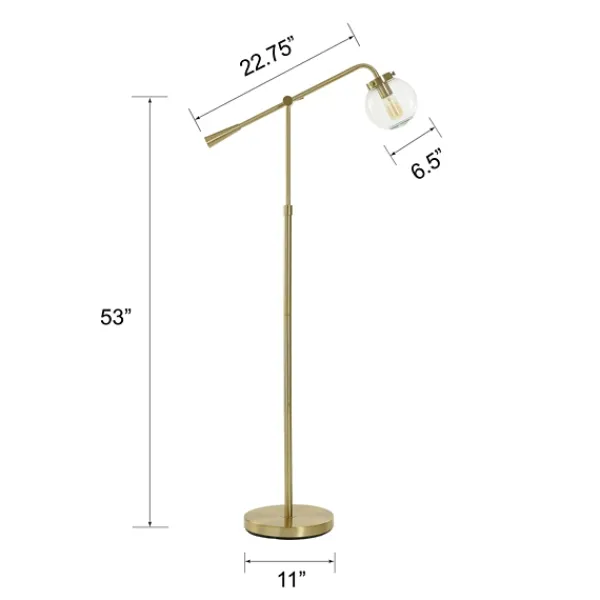 Floor Lamps-Kirkland's Home Gold Ribbed Glass Task Floor Lamp Clear