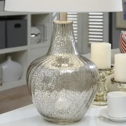 Table Lamps-Kirkland's Home Gold Ribbed Mercury Glass Table Lamp White