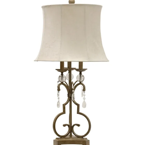 Table Lamps-Kirkland's Home Gold Scrolled Candlestick Table Lamp Tan
