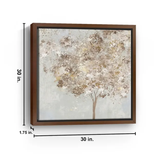 Framed Art-Kirkland's Home Gold Shimmering Tree Framed Canvas Art Print Gray/Brown/Gold