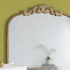 Decorative Mirrors-Kirkland's Home Gold Studded Scroll Arched Mirror, 42 In.