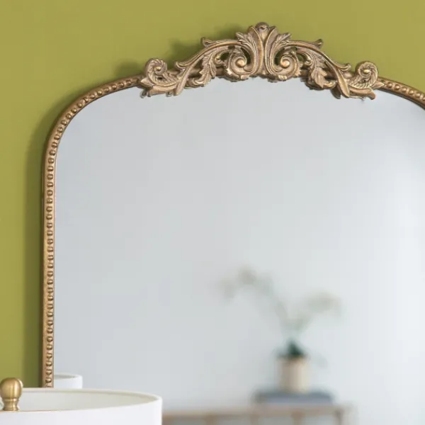 Decorative Mirrors-Kirkland's Home Gold Studded Scroll Arched Mirror, 42 In.