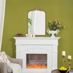 Decorative Mirrors-Kirkland's Home Gold Studded Scroll Arched Mirror, 36 In.